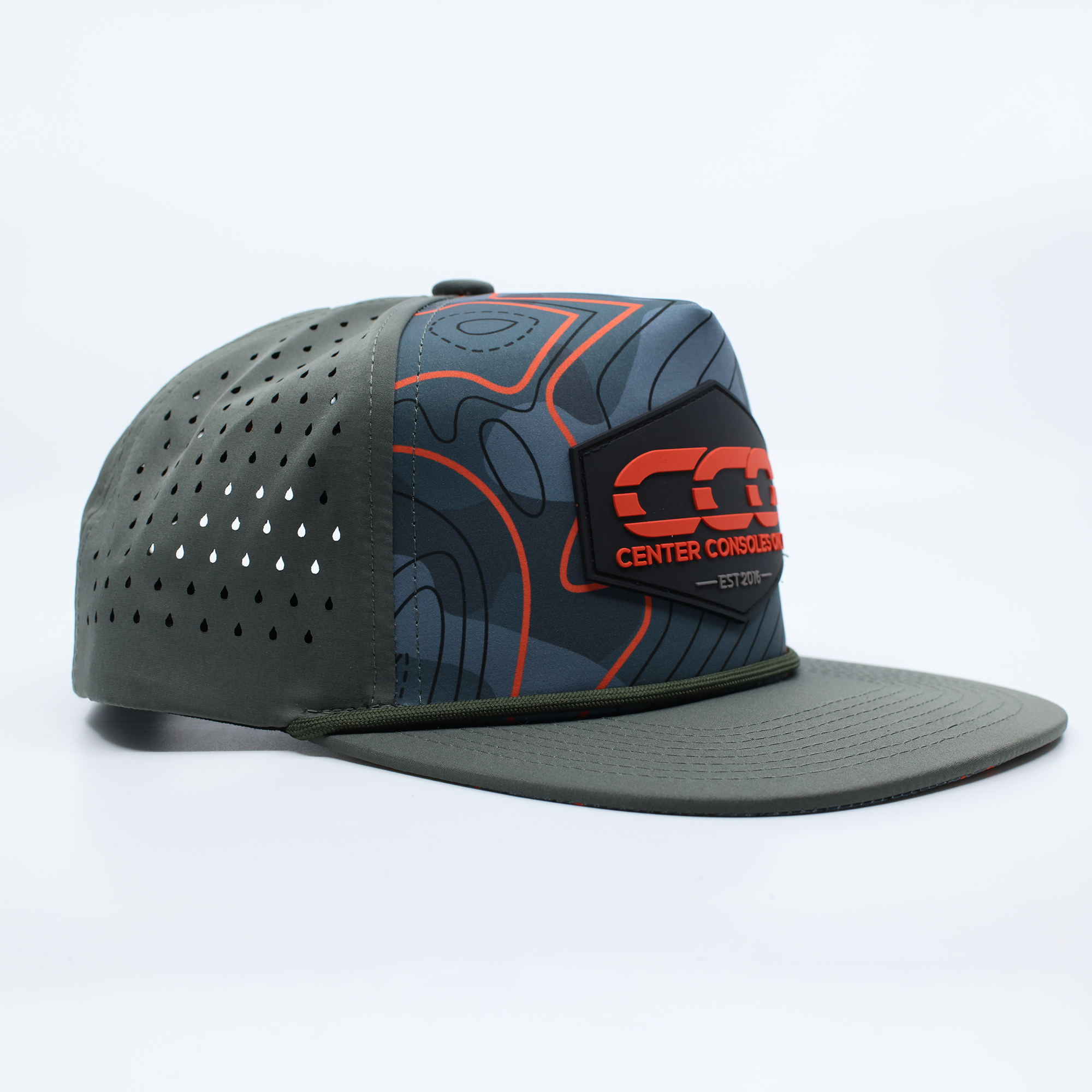 CCO Topography 5 Panel Grey/Red Snapback