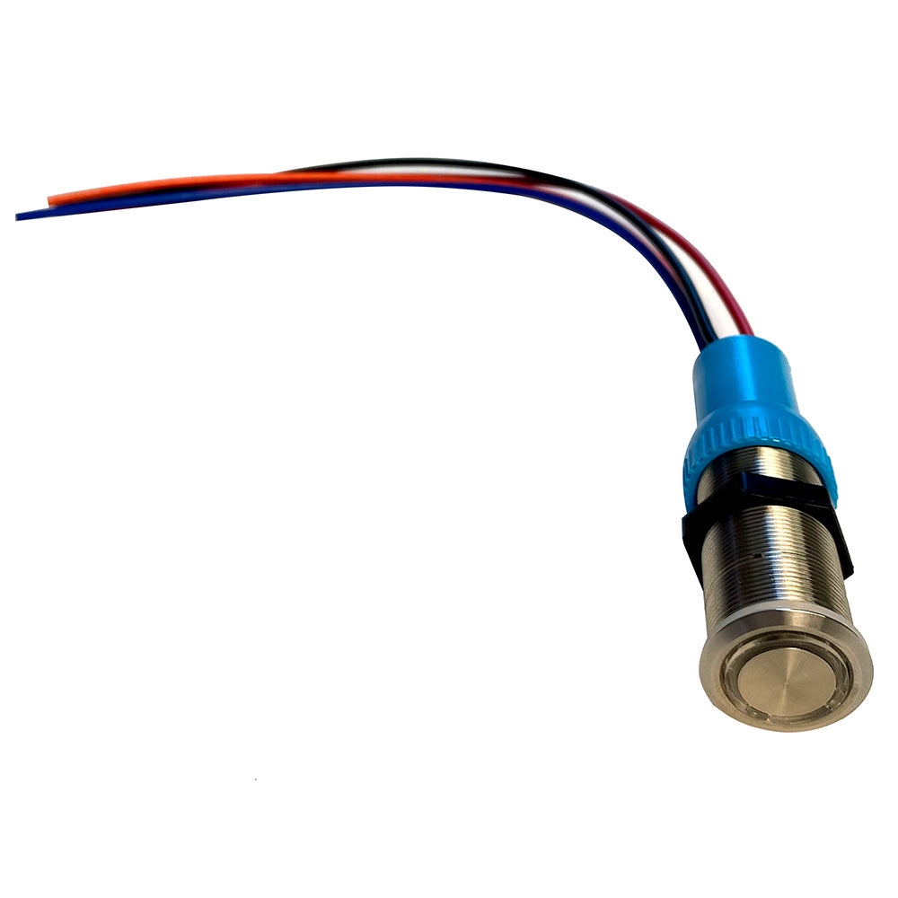 Bluewater 22mm Push Button Switch - OFF/ON/ON Nav/Anc Contact - Blue/Green/Red LED - 1' Lead [9059-3114-1]