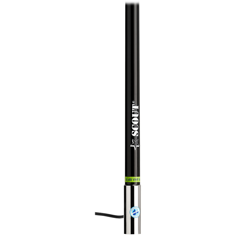 Scout 8' Black VHF Antenna 6dB Heavy Stainless Steel Ferrule w/6M RG-8x Includes PL-259 Heavy Duty Offshore Antenna KS-43 [PF AN NVHF00021T]