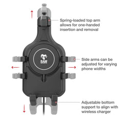 Ram Mount RAM Quick-Grip Pro w/Ball  Qi2 15W Wireless Charger [RAM-HOL-PD5B-W2MU]