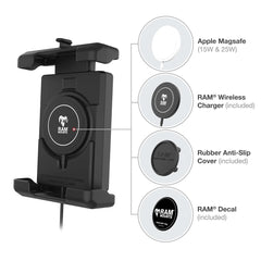 Ram Mount RAM Quick-Grip Pro XL w/Ball  Qi2 15W Wireless Charger [RAM-HOL-PD7B-W2MU]