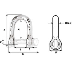 Wichard Self-Locking D Shackle - Diameter 8mm - 5/16" [1204W]