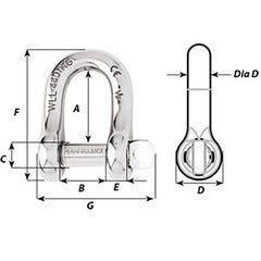Wichard Captive Pin D Shackle - Diameter 12mm - 15/32" [1406W]