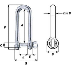 Wichard Captive Pin Long D Shackle - Diameter 4mm - 5/32" [1411W]