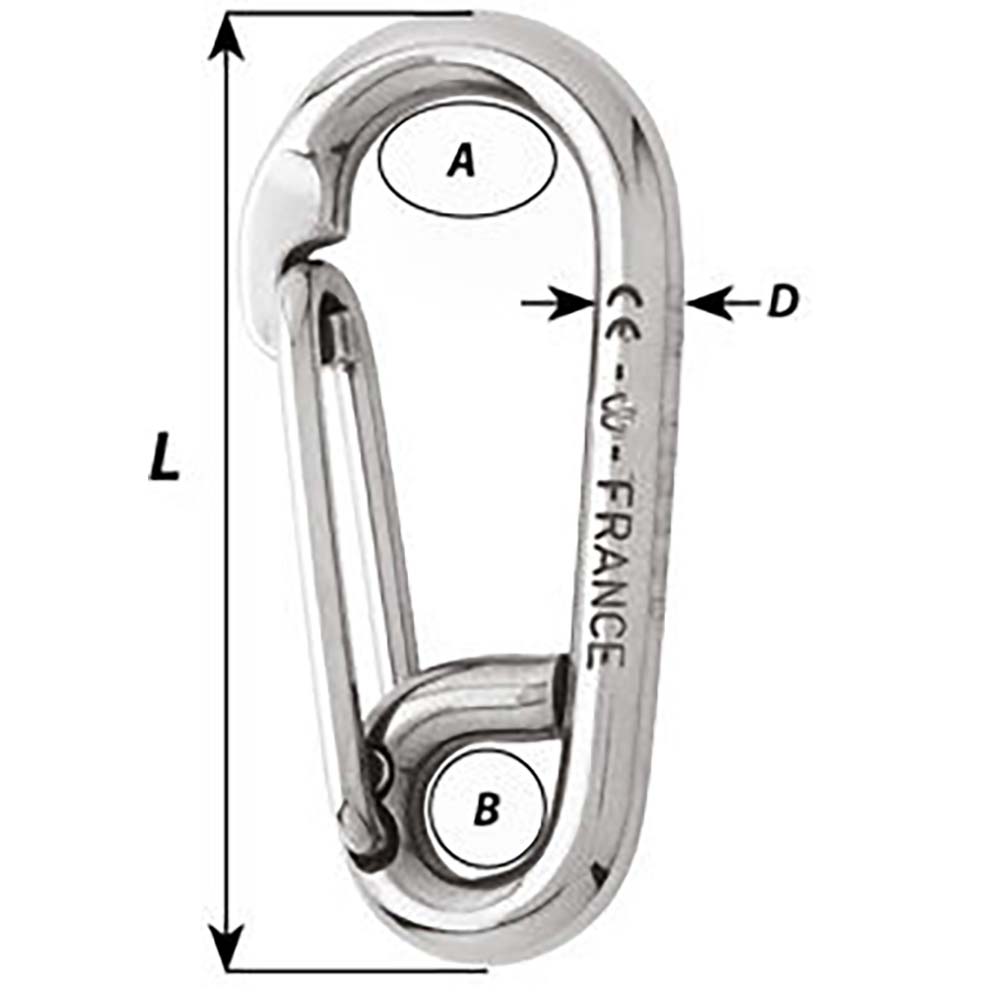 Wichard Symmetric Carbine Hook - Length 60mm - 1/4" [2313W]