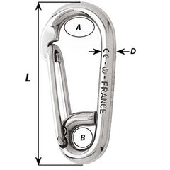 Wichard Symmetric Carbine Hook - Length 60mm - 1/4" [2313W]
