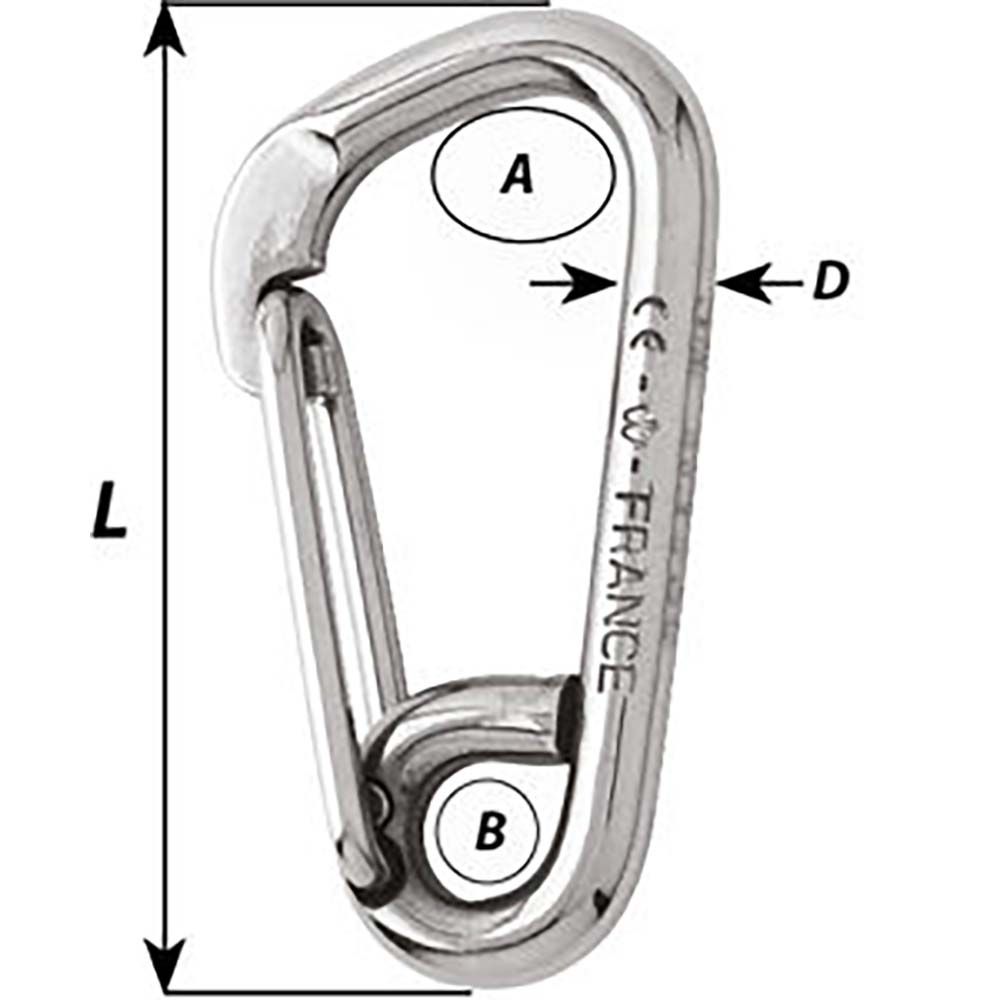 Wichard Asymmetric Carbine Hook - Length 100mm - 13/32" [2326W]