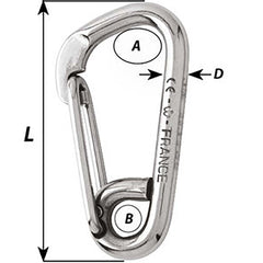 Wichard Asymmetric Carbine Hook - Length 100mm - 13/32" [2326W]