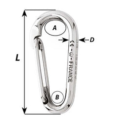Wichard Symmetric Carbine Hook Without Eye - Length 60mm - 1/4" [2333W]
