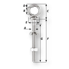 Wichard Eye Bolt - Diameter 5/32" - Length 4" [6493W]