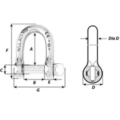 Wichard Self-Locking D Shackle - 12mm Diameter - 15/32" [1206W]