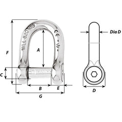 Wichard Self-Locking Allen Head Pin D Shackle - 10mm Diameter - 13/32" [1305W]