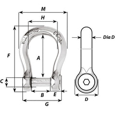 Wichard Self-Locking Allen Head Pin Bow Shackle - 6mm Diameter - 1/4" [1343W]