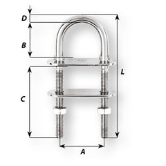 Wichard U-Bolt Pad Eye - 5mm Diameter - 13/64" - 60mm Length - 2-23/64" [6512W]