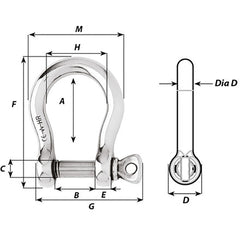 Wichard HR Bow Shackle - 8mm Pin Diameter [11244W]