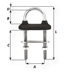 Wichard Black Watertight U-Bolt - 6mm Diameter - 15/64" - 70mm Length - 2-3/4" [65331W]