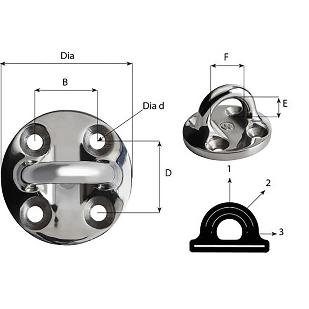 Wichard Round Pad Eye - 57mm Diameter (2-1/4") - Fixed [6635W]