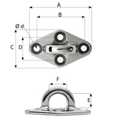 Wichard Diamond Pad Eye - Round - 60mm Length (2-23/64") - M5 Screw [6644W]