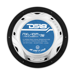 DS18 HYDRO 10" 2-Way Speakers w/Bullet Tweeter  Integrated RGB LED Lights - White [NXL-10M/WH]