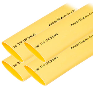 Ancor Heat Shrink Tubing 3/4" x 6" - Yellow - 4 Pieces [306906]