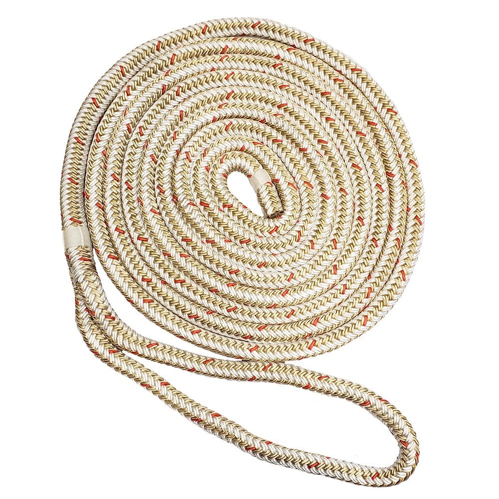 New England Ropes 5/8" Double Braid Dock Line - White/Gold w/Tracer - 25 [C5059-20-00025]