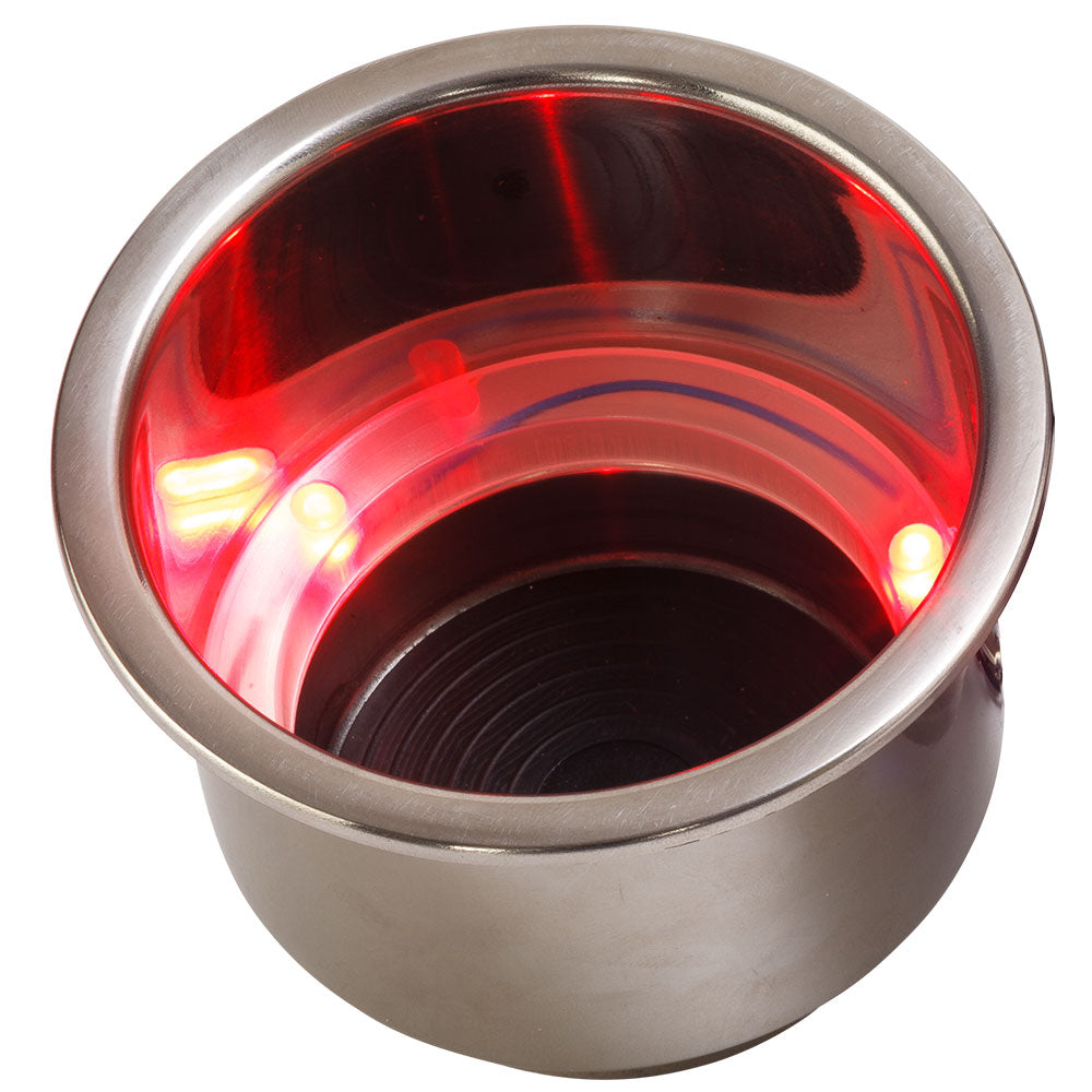 Sea-Dog LED Flush Mount Combo Drink Holder w/Drain Fitting - Red LED [588071-1]